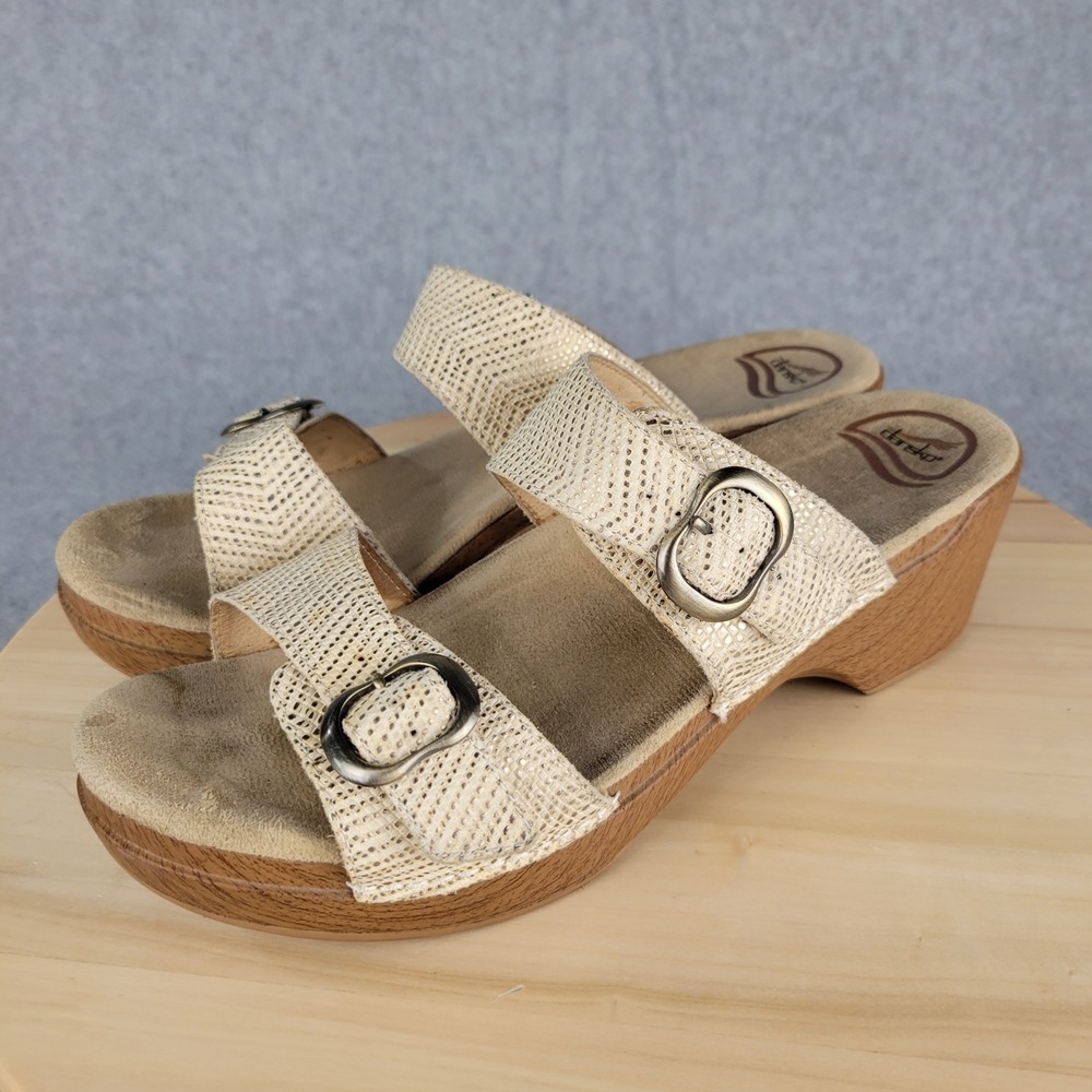 Dansko Beige Strappy Buckle Sandals